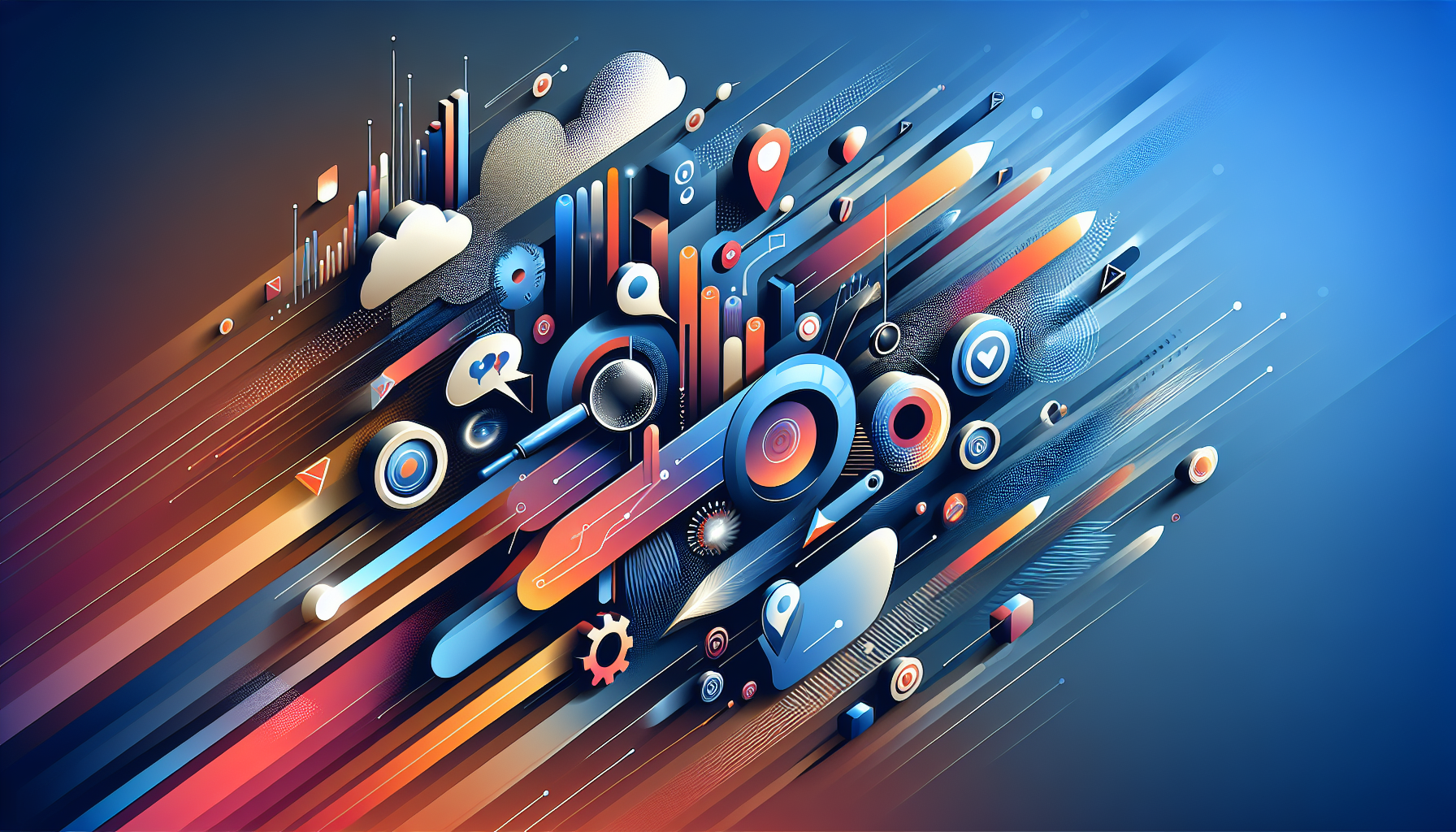 Social Media Marketing: Cutting Through the Noise - Social media marketing illustration showing social media marketing con...